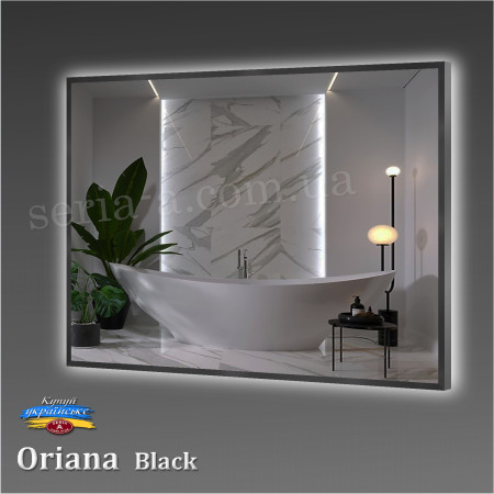 Дзеркало настінне з підсвічуванням в алюмінієвій рамі ORIANA BLACK